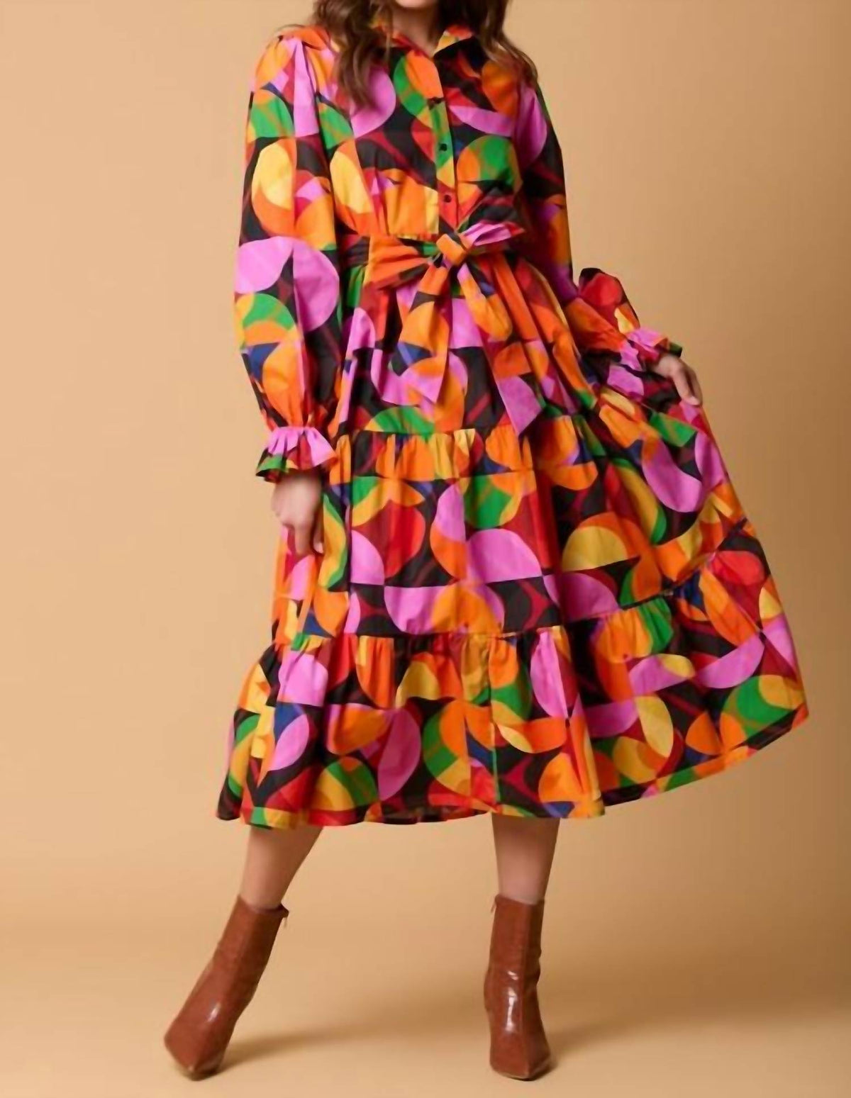 Fantastic Fawn - Geometric Print Dress