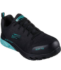 Skechers Women's Glide Step Sr Adilly Shoes in black teal - women's sneaker - detail view