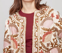 Charlie B - Embroidered Cotton Blend Basketweave Jacket