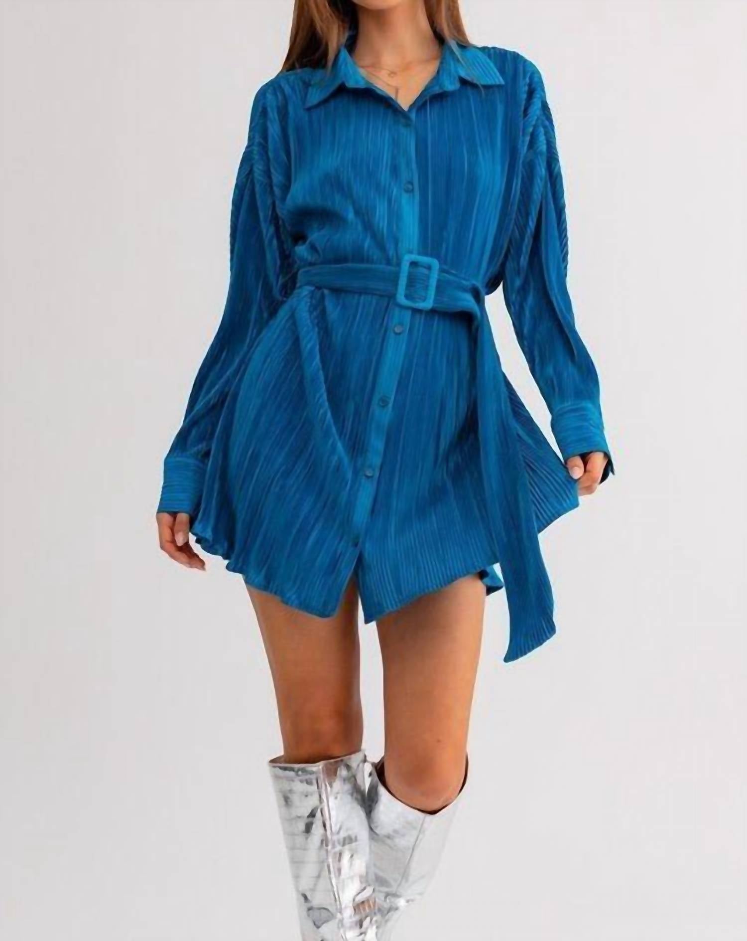 Disco Avenue Retro Radiant Dress in blue - women's dress
