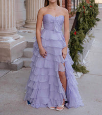 Sherri Hill Strapless Chiffon Prom Dress in lilac - women's dress