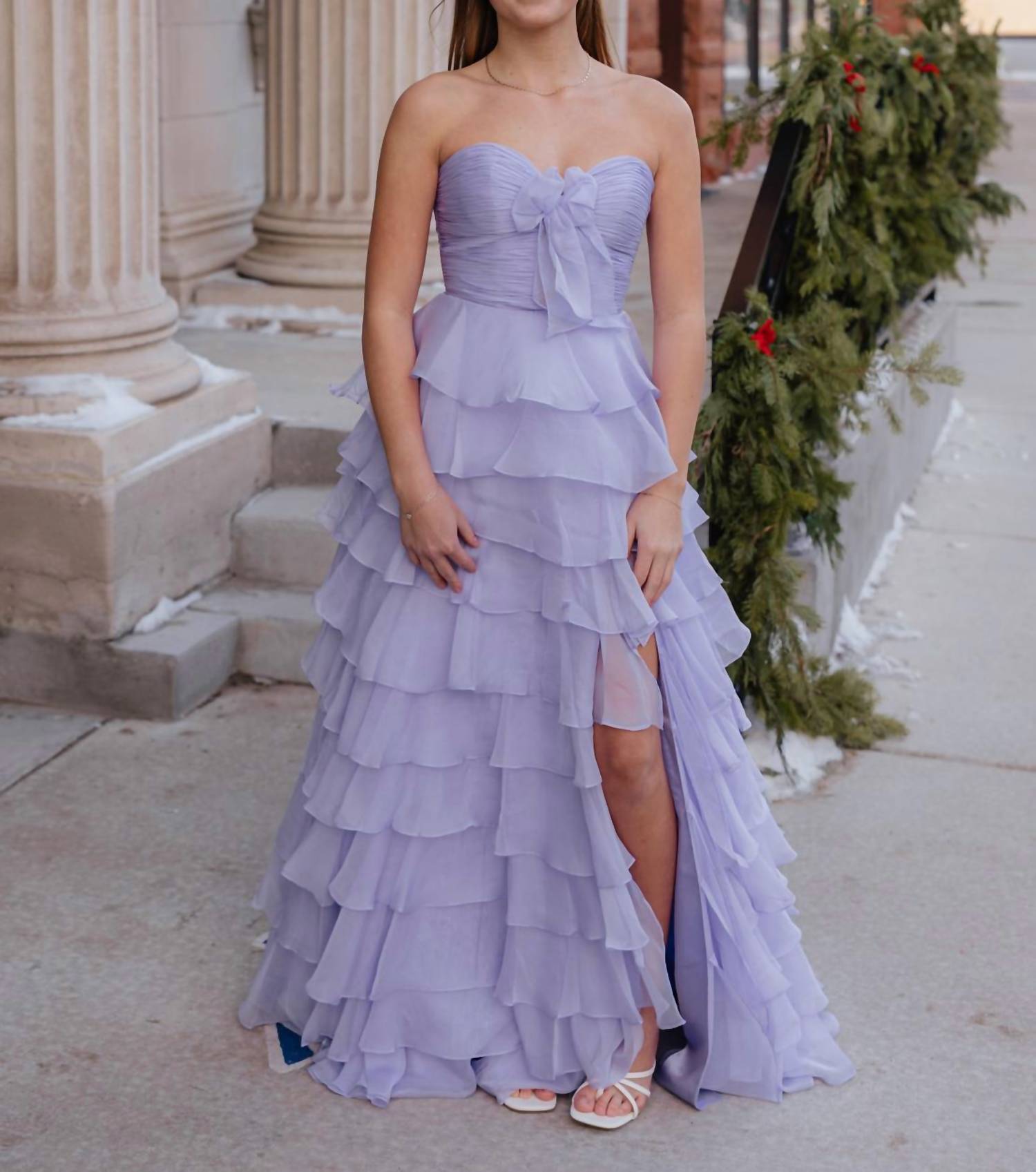 Sherri Hill Strapless Chiffon Prom Dress in lilac - women's dress