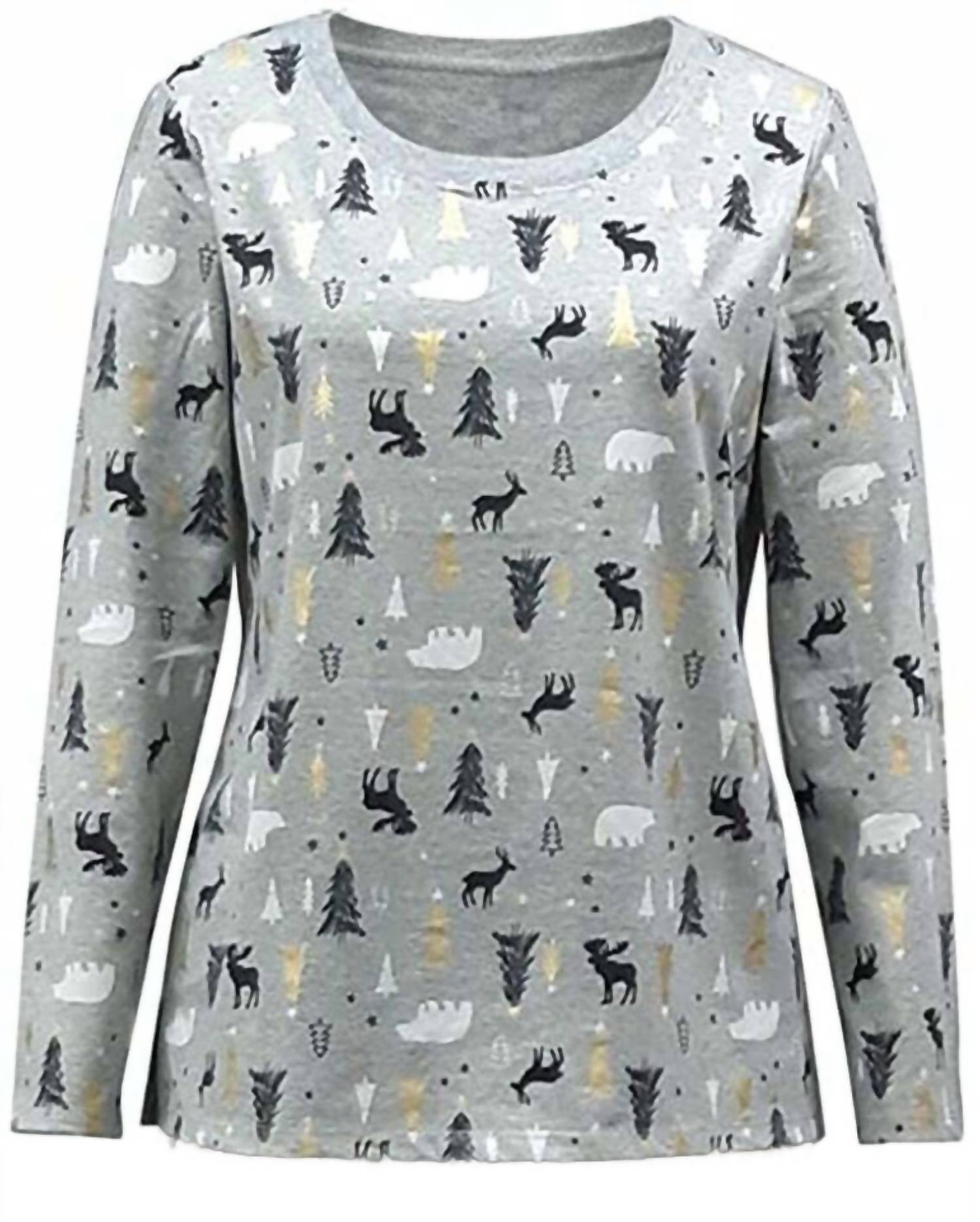 Family Pjs - Women's Matching Woodland Print Pajama Top