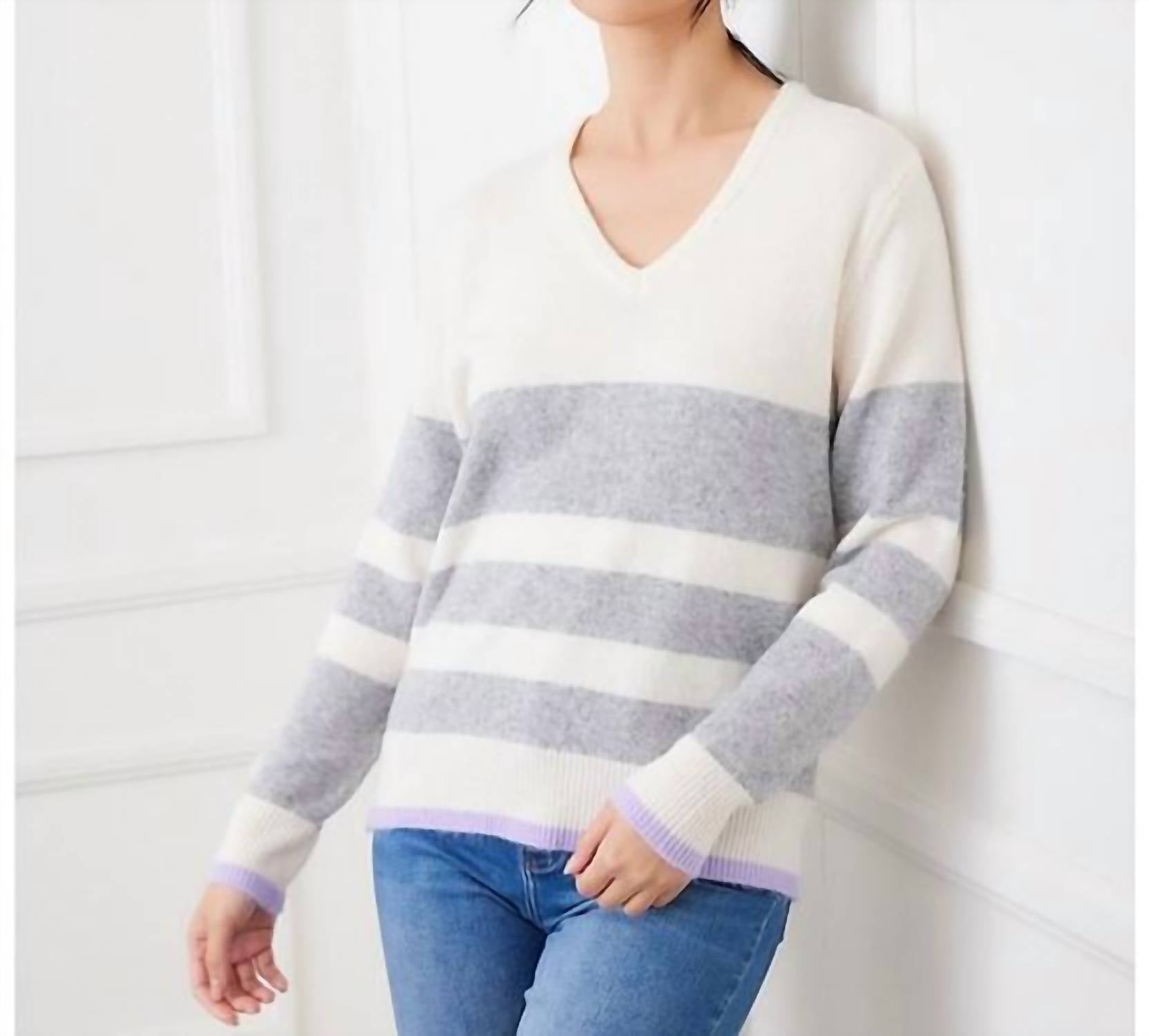 Karen Kane Stripe V-neck Sweater - women's sweater - view 4
