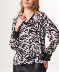 Angel Apparel - Animal Print Top With Vegan Leather Trim