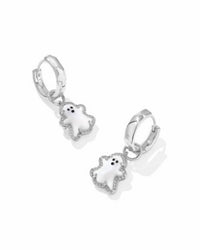 Kendra Scott Women's Ghost Huggie Earrings in silver white mother of pearl - women's jewelry