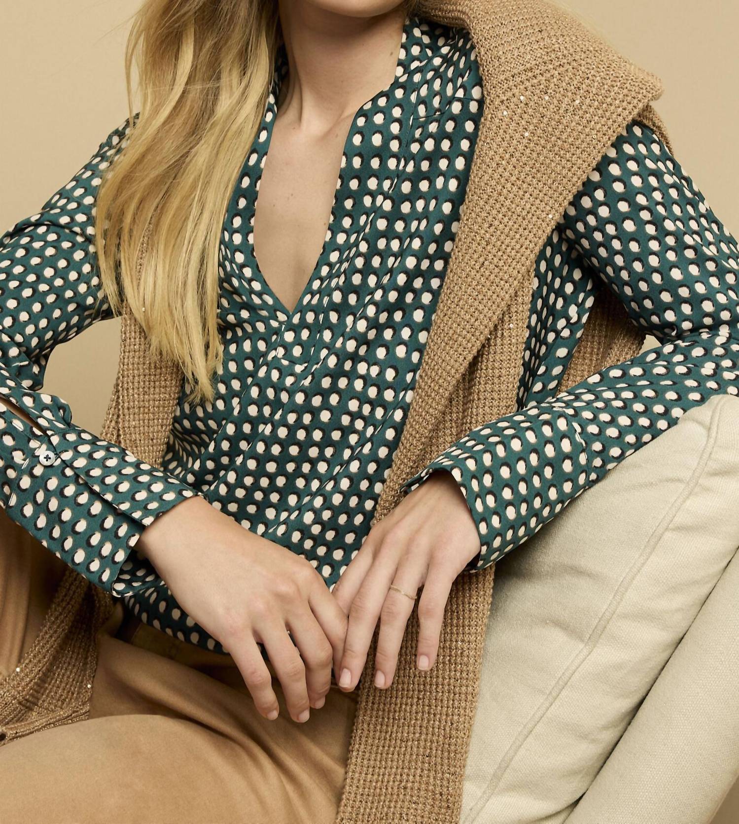 Nic + Zoe - Shadow Dot Long Sleeve Top