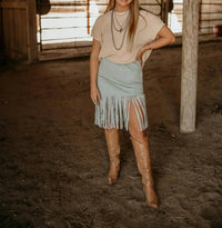 Rock & Roll Denim - Suede Fringe Skirt