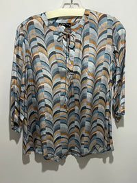 APNY Vneck with tassel in steel - women's blouse - alternate view