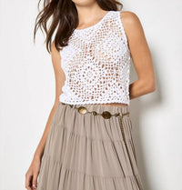 Apricot - Diamond Hand Knit Crochet Crop Top