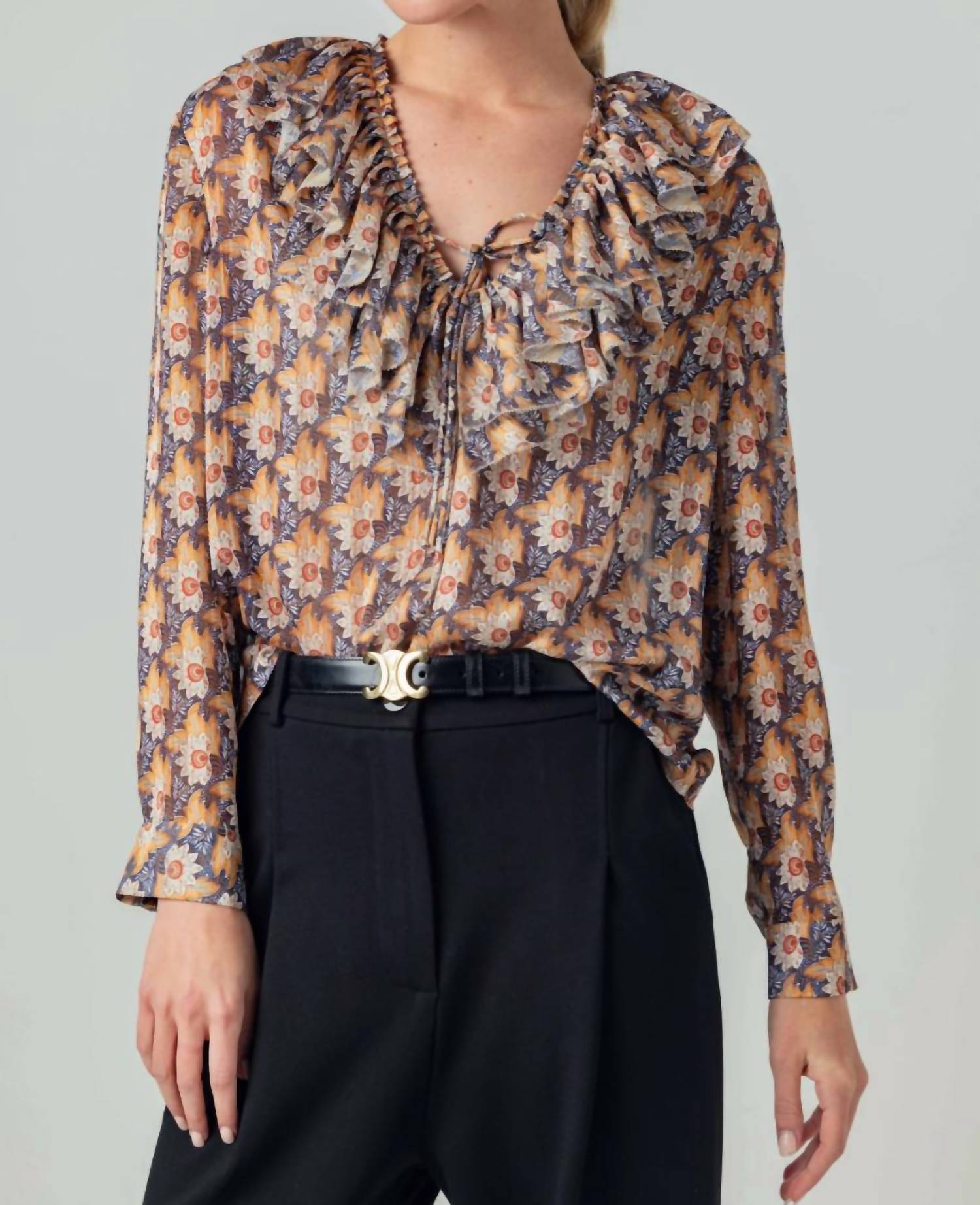 sundays RUMI TOP in harvest floral - women's long sleeve top
