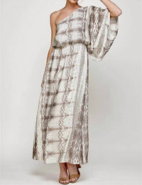 Carmela - One Shoulder Snake Print Maxi Dress