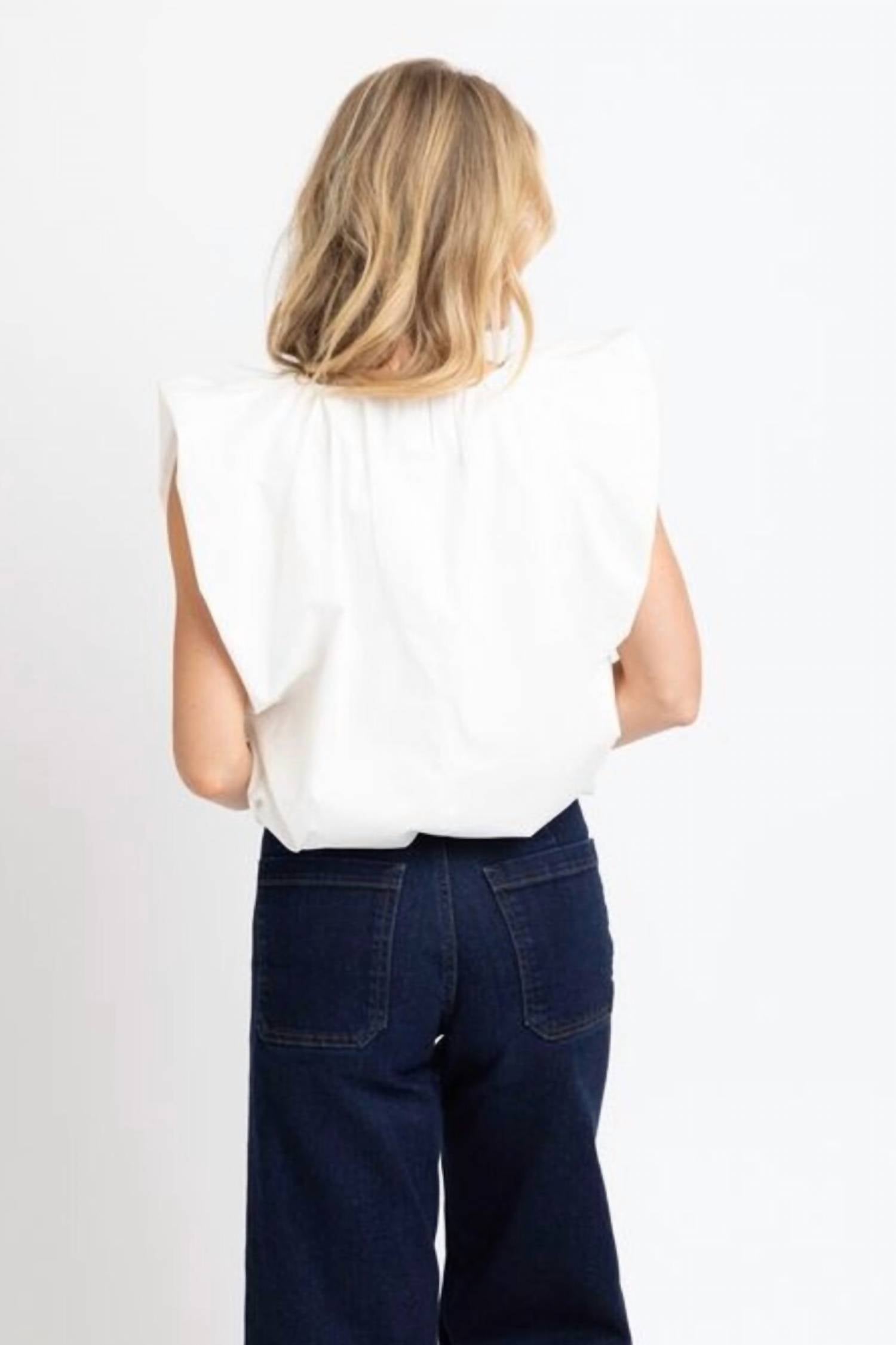 Karlie - Poplin Vneck Bubble Top
