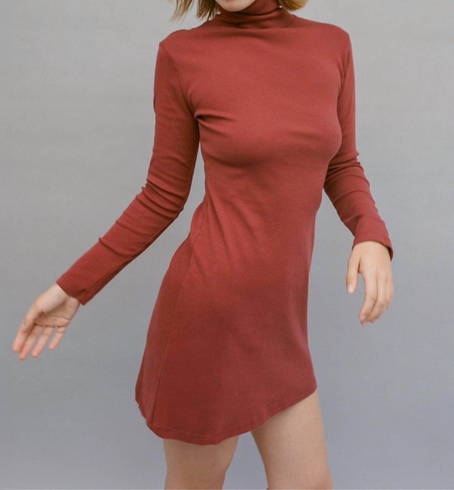 GIL RODRIGUEZ Turtleneck Bellevue Mini Dress in dahlia - women's dress