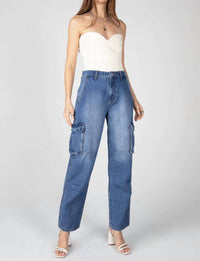Ceros - Super High Rise Cargo Straight Jeans