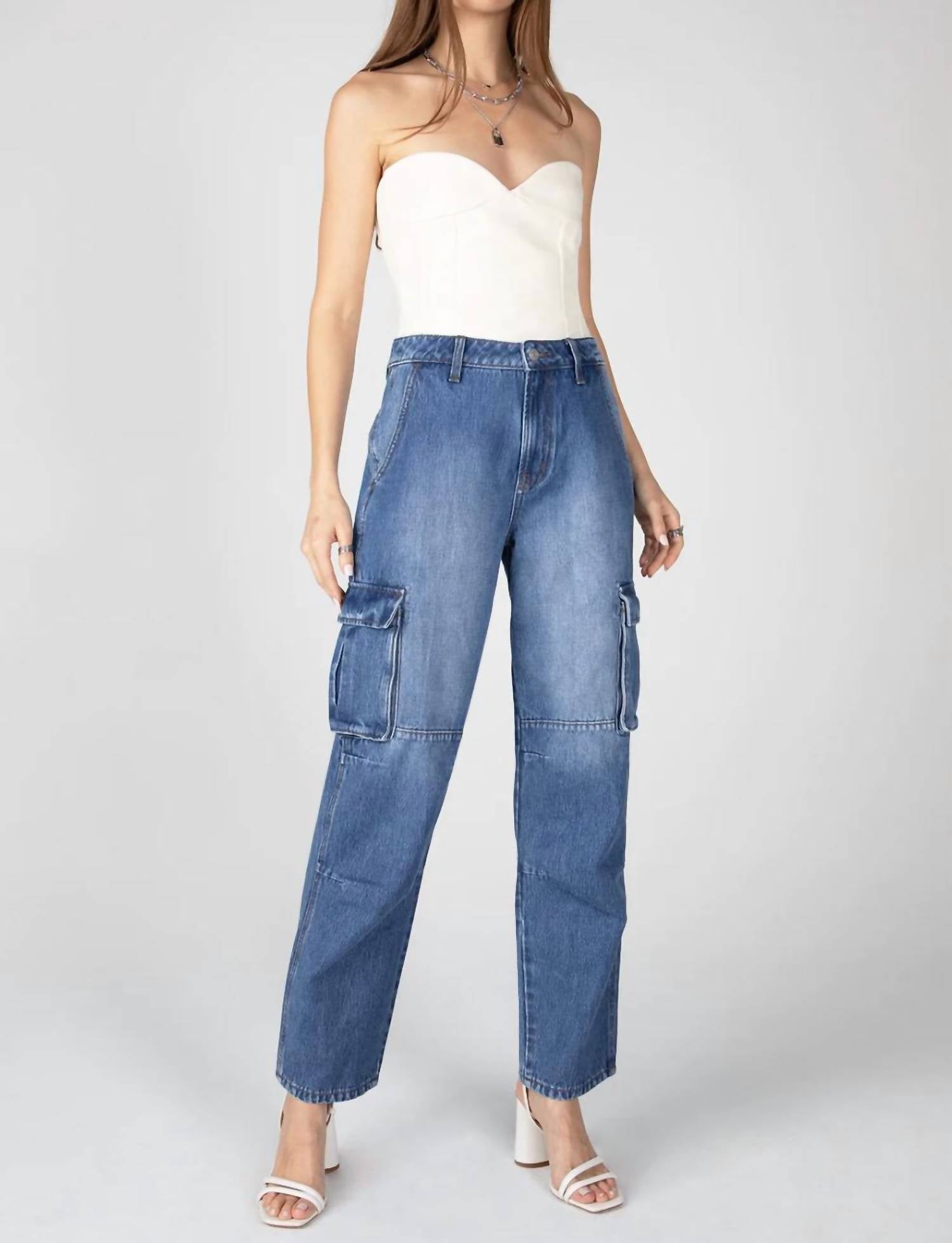 Ceros - Super High Rise Cargo Straight Jeans