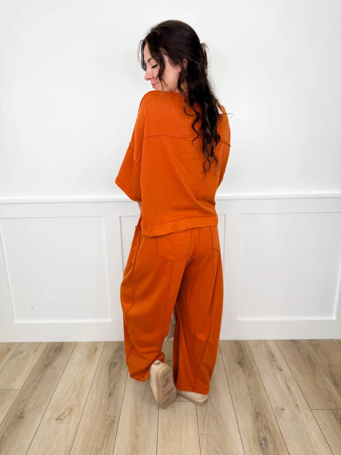 Davi & Dani - High-rise Cotton Blend Wide Leg Cropped Set