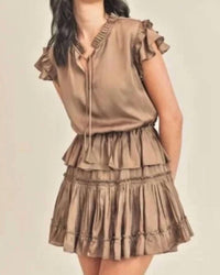 RESET by Jane Lubna Mini Dress in mocha - women's dress - alternate view