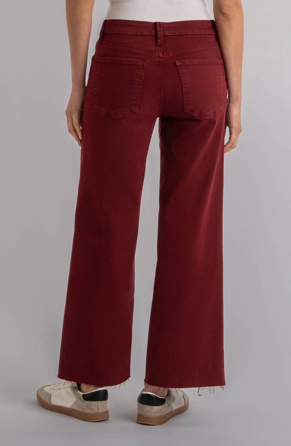 KUT FROM THE KLOTH JEAN HIGH RISE FLARE PANTS in red - women's jeans - detail view