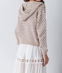 Elan - Open-knit Hooded Zip Sweater