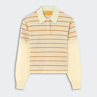 Guest In Residence Layered Stripe Rugby Sweater in residence layered stripe rugby sweater in limewash - women's sweater - view 5