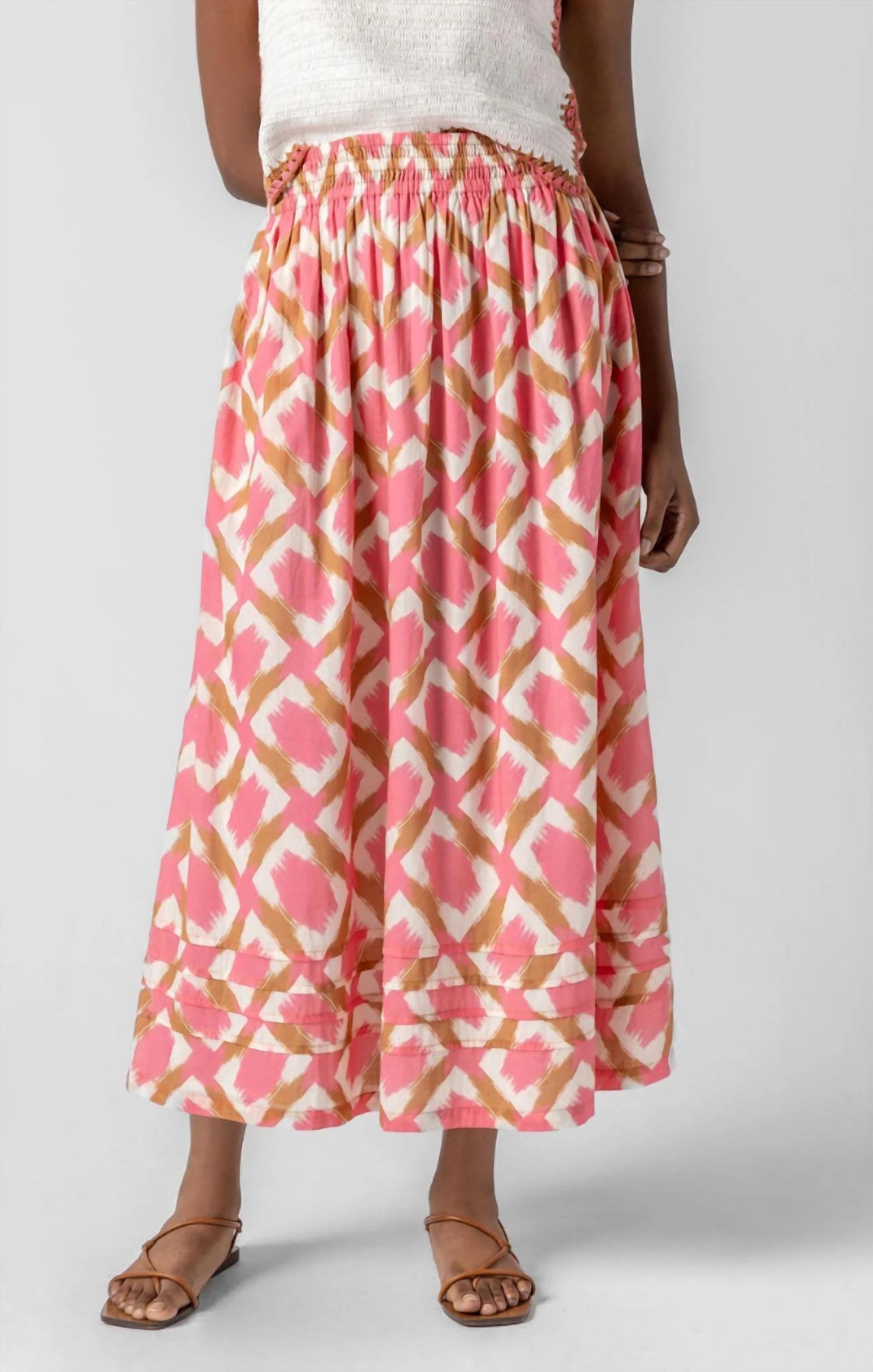 Lilla P - Cleo Shirred Elastic Waist Midi Skirt