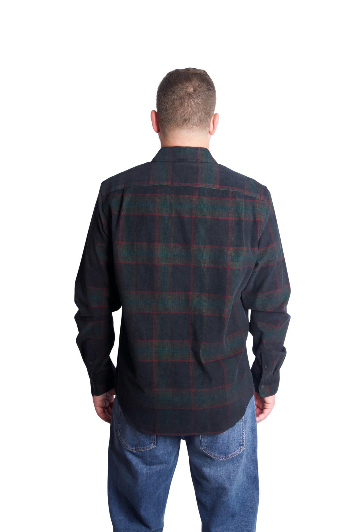 Vince Holme Plaid Shirt in blue - men's long sleeve top - alternate view