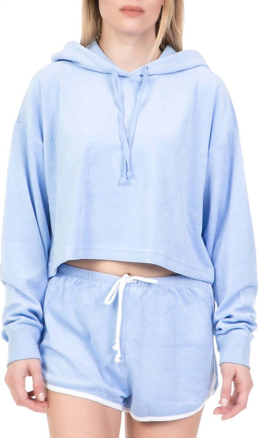 Terry Cropped Long Sleeve Hoodie