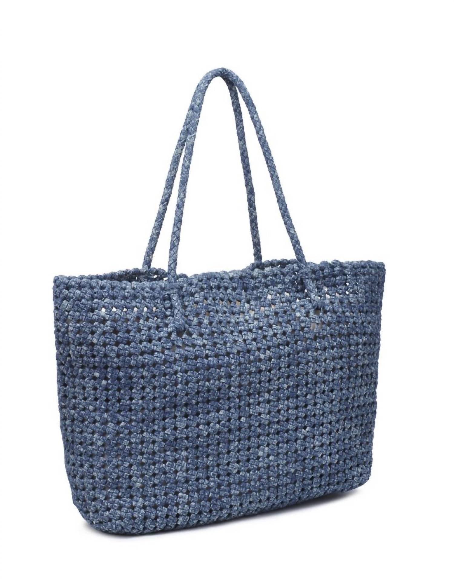 SOL and SELENE Women's Reflection Tote in denim - women's bag - detail view