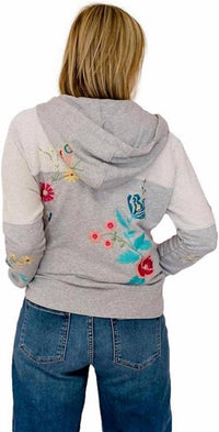 Johnny Was Arla French Terry Sweatshirt in light heather - women's top - alternate view