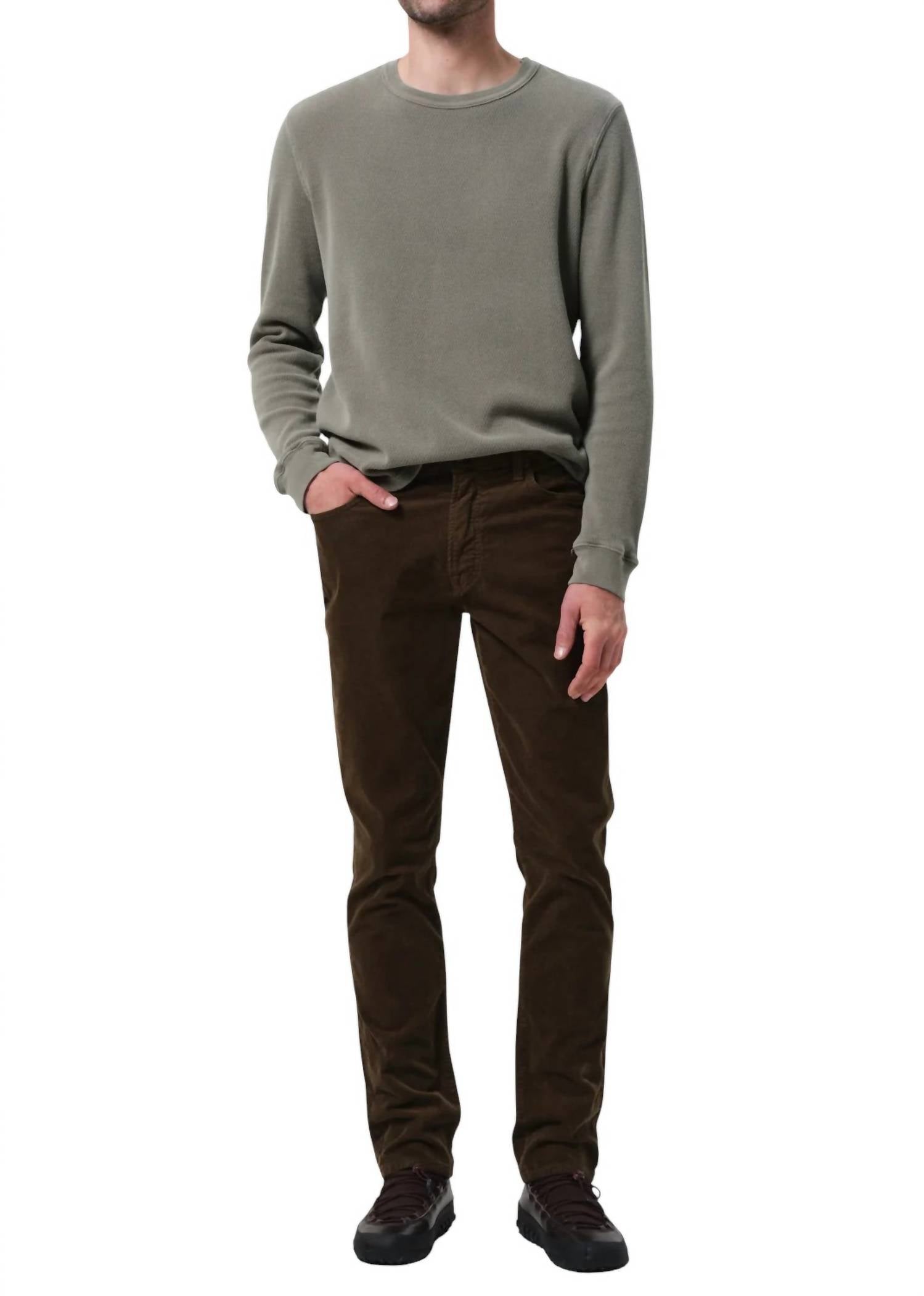 Citizens of Humanity Gage Slim Straight Corduroy Pants in olive - men's pants