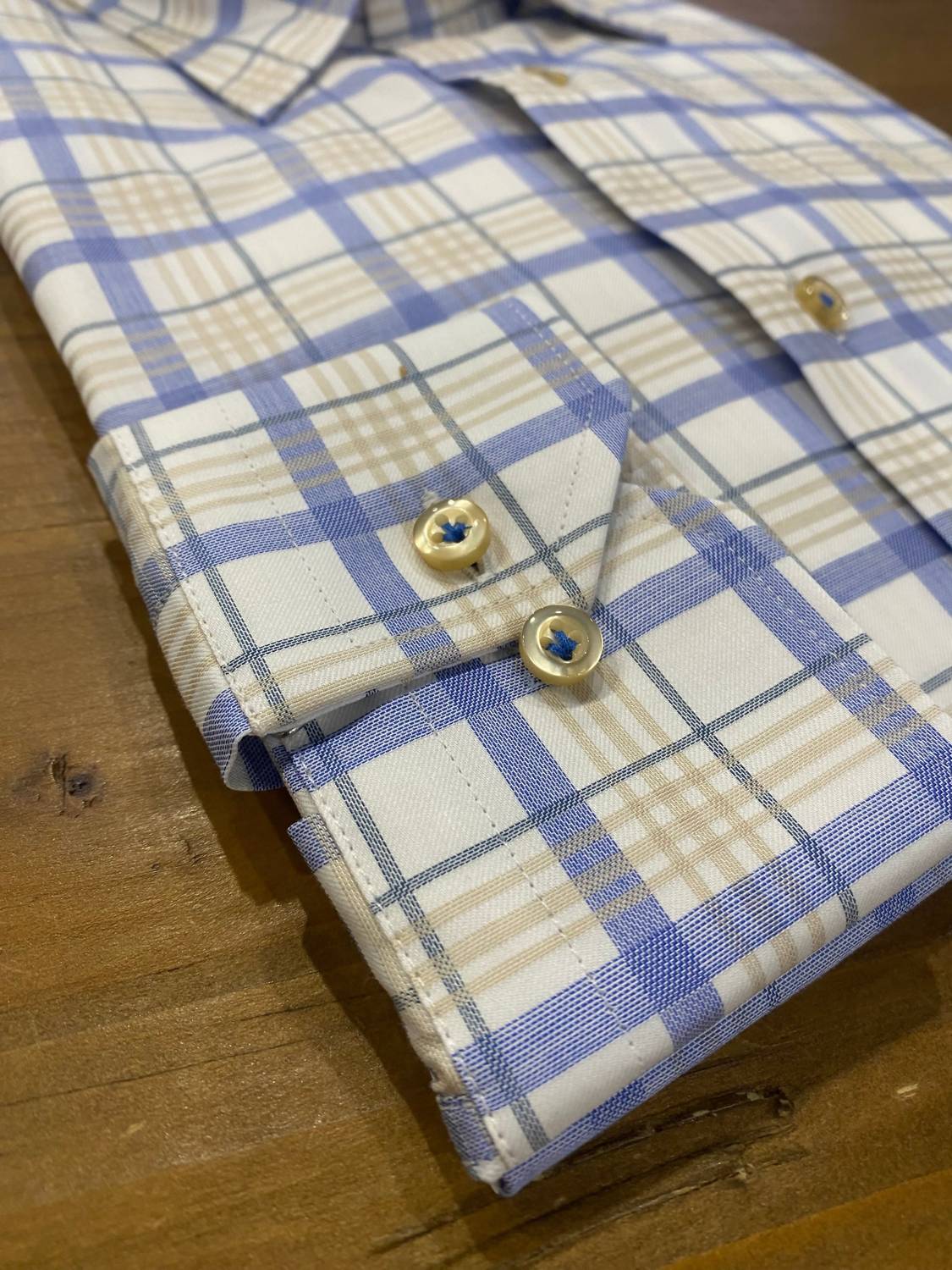 Hagen Carmel - Men's White/blue Plaid Shirt