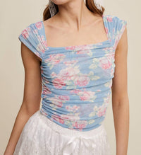 Listicle - Romantic Double-layer Floral Mesh Top