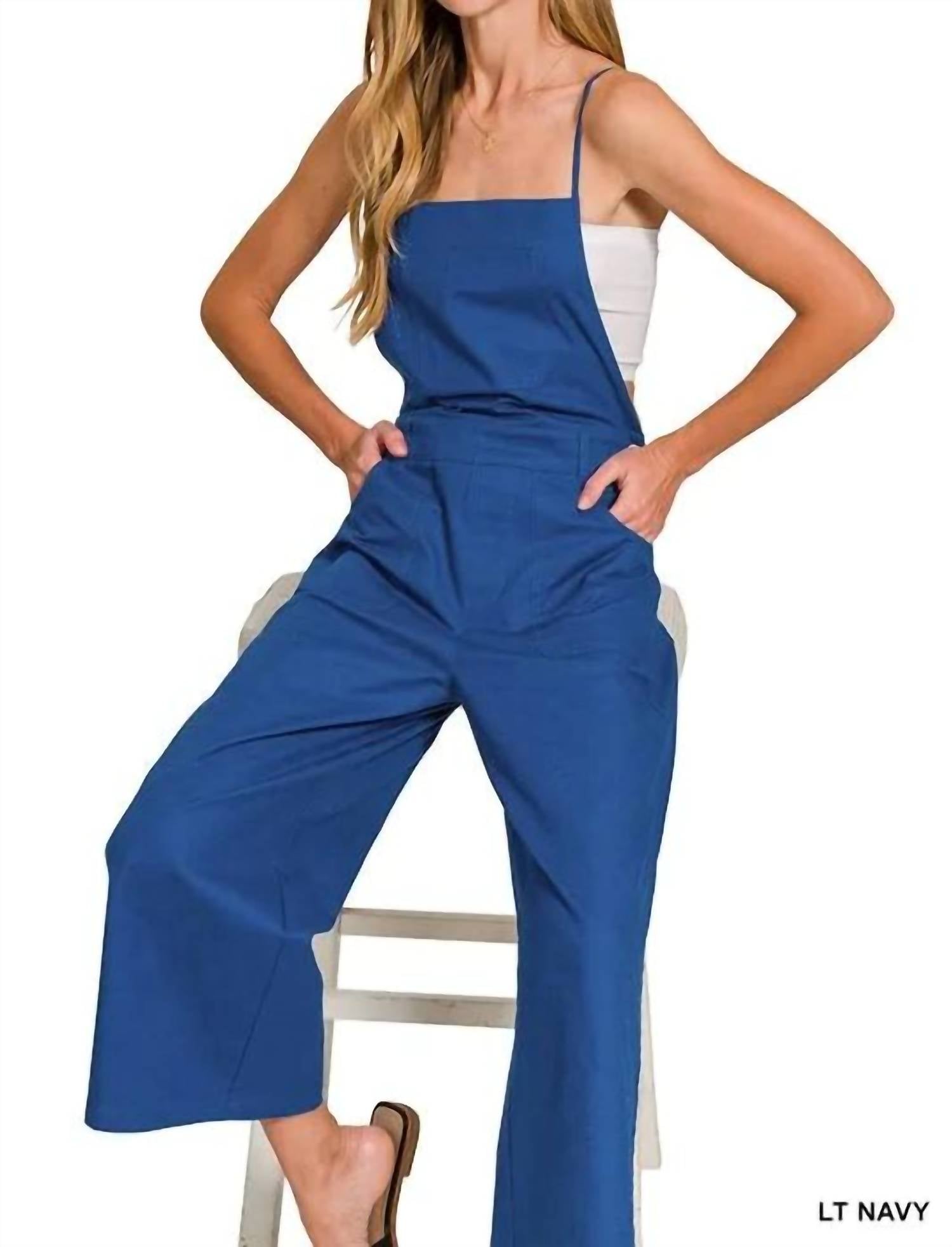 Zenana - Woven Spaghetti Strap Overalls