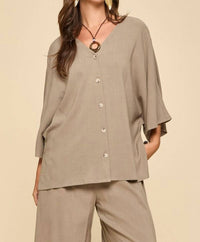 Dear Scarlett Relaxed And Refined Vista Set in oyster - women's sleepwear - detail view
