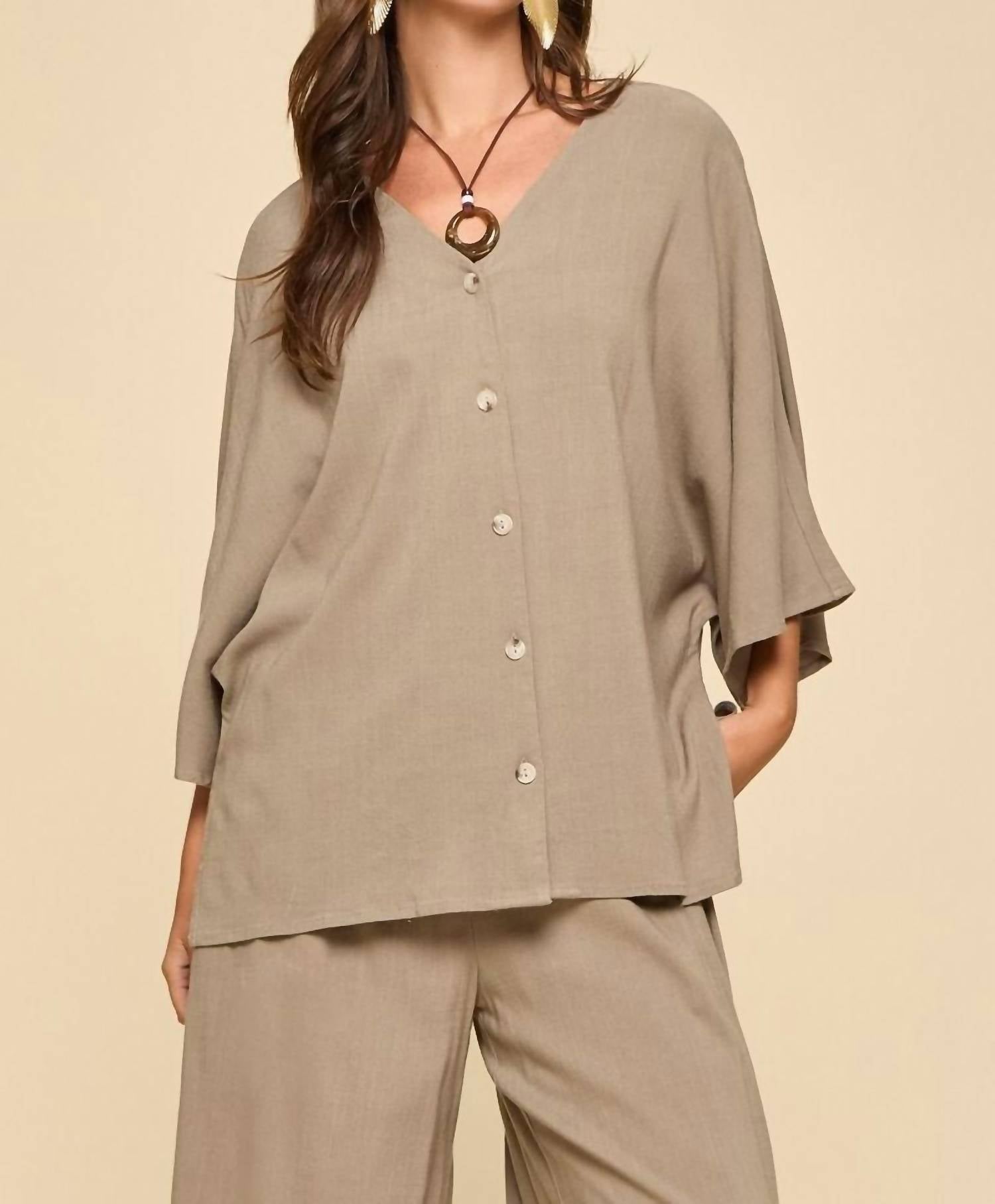 Dear Scarlett Relaxed And Refined Vista Set in oyster - women's sleepwear - detail view