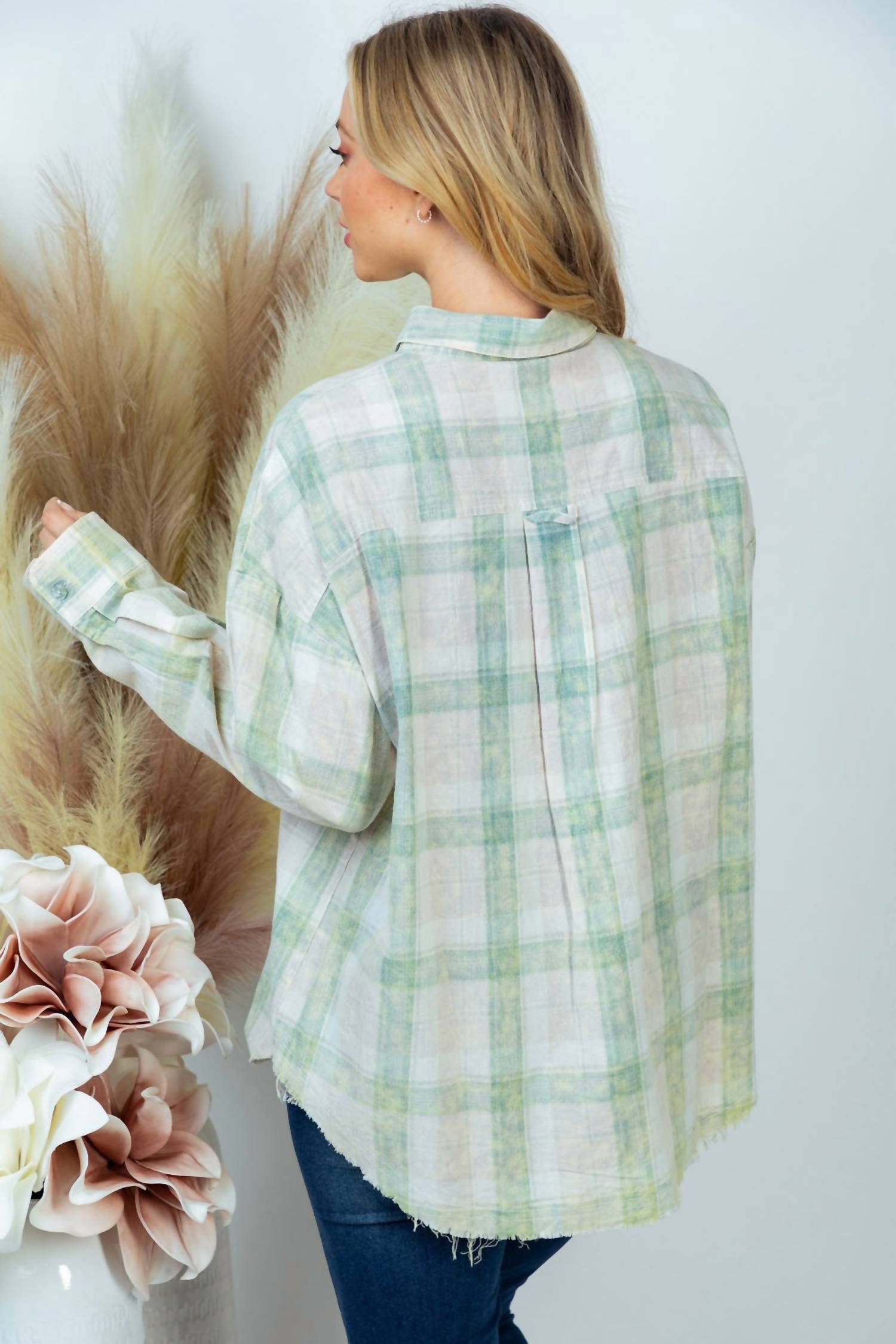 White Birch - Plaid Button Down Top