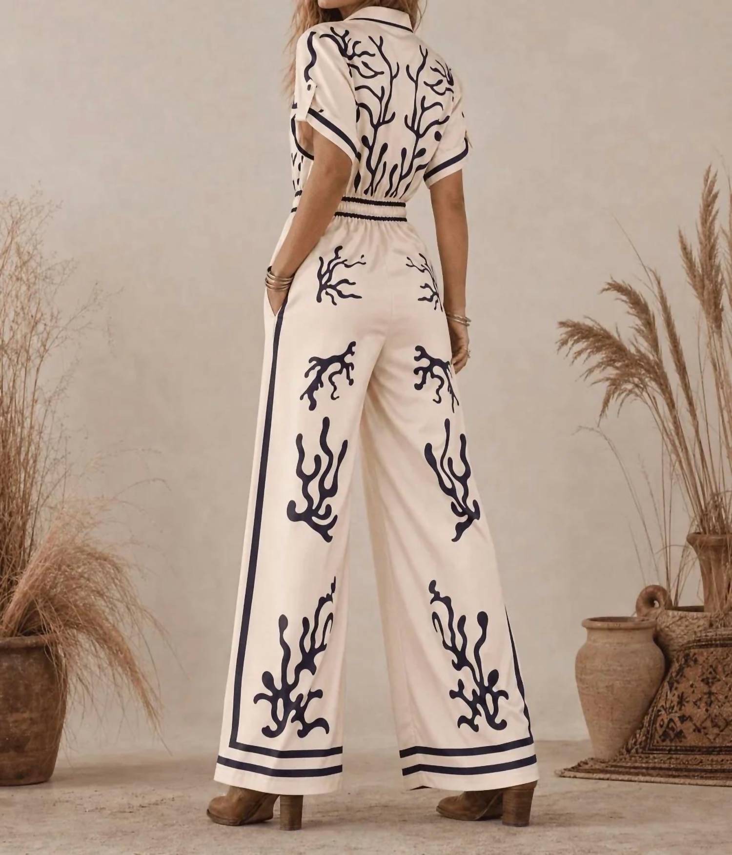 Little Secret Of Mine - Coral Reef Wide Leg Jumpsuit