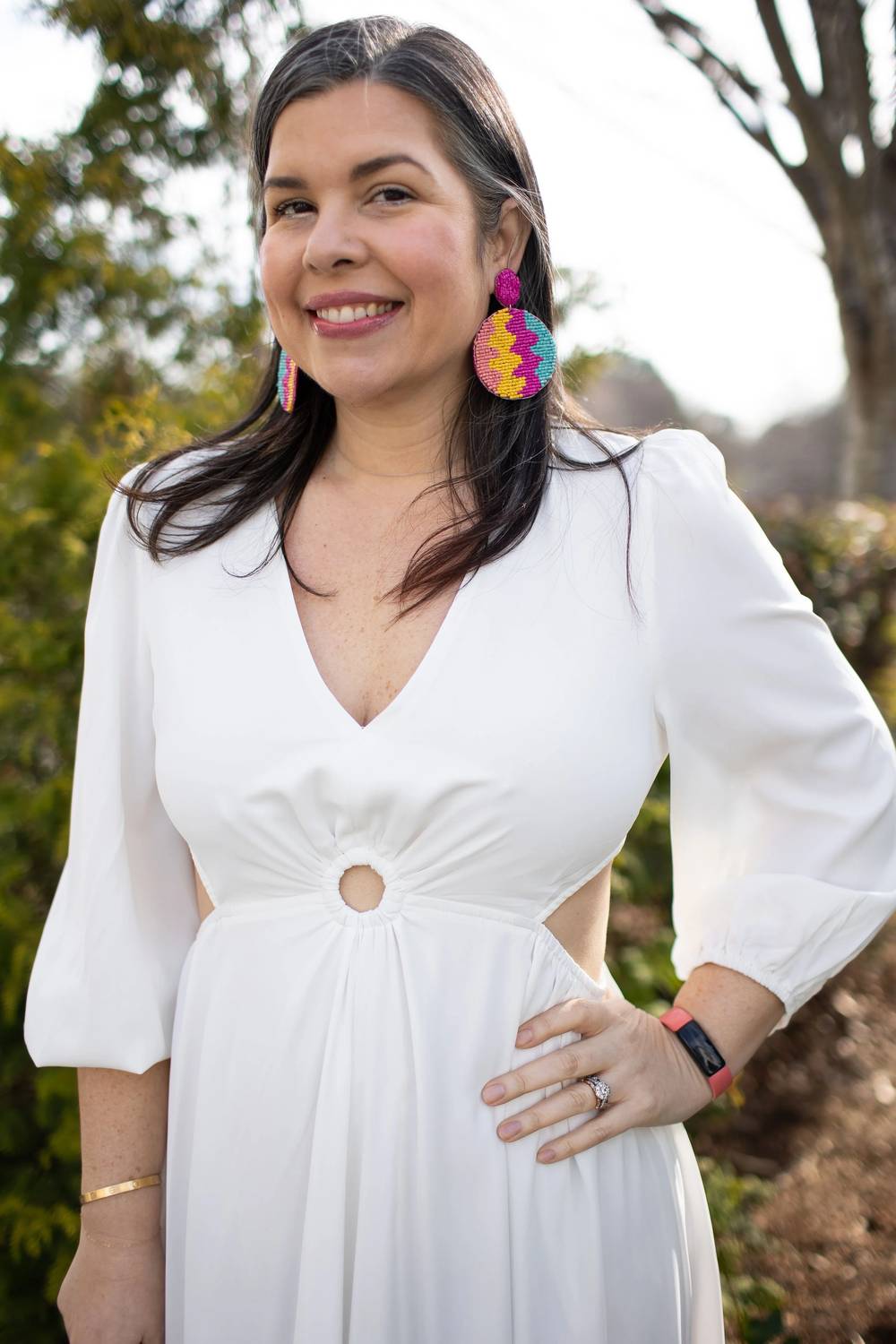 Entro - Solid V-Neck Long Sleeve Maxi Dress
