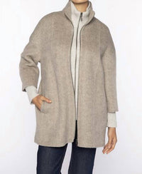 Kinross - Brushed Herringbone Zip Mockneck Coat