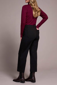 TRIBAL Ponte High Rise Wide Leg Capri Pants in black - women's pants - alternate view