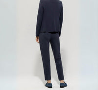 LUISA CERANO Cropped Drawstring Waist Pant in jean blue - women's pants - detail view