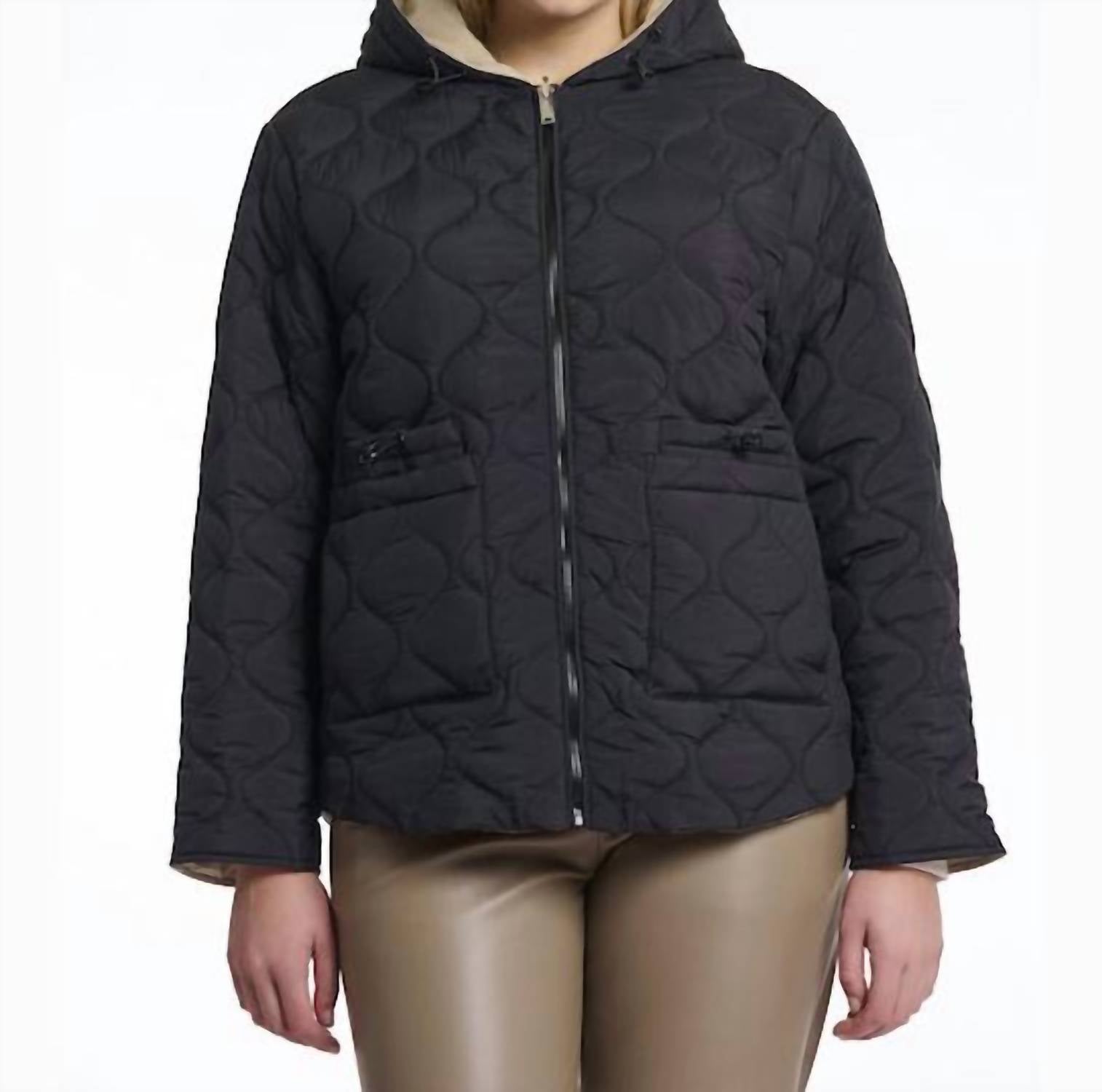RINO & PELLE Women's Reversible Rain Jacket in black beige - women's jacket