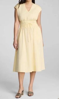 Spanx - Poplin V-Neck Smocked Midi Dress