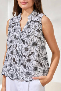 Tribal - Sleveless Button Front Blouse