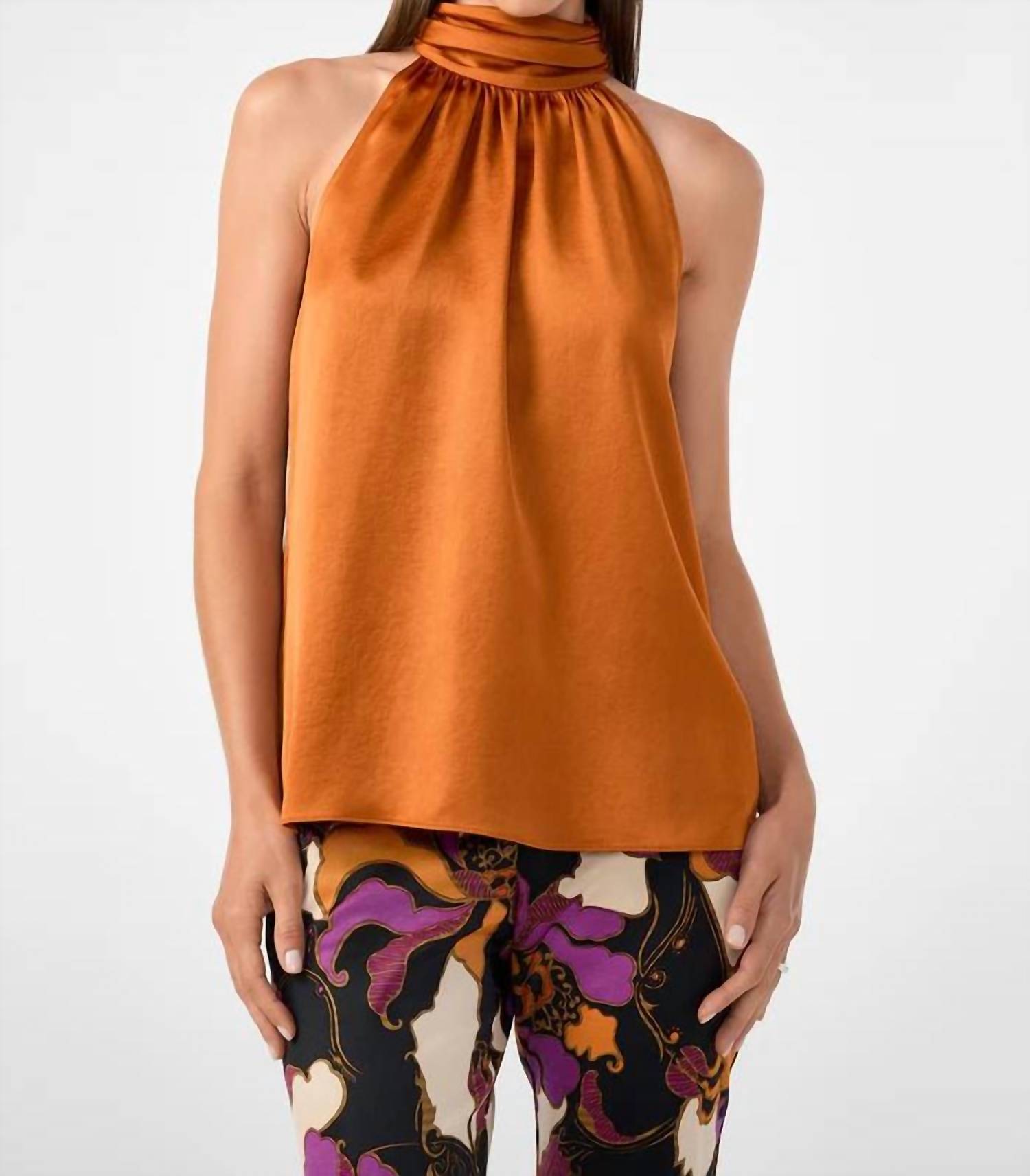 Trina Turk Zana Halter Top in amber - women's blouse