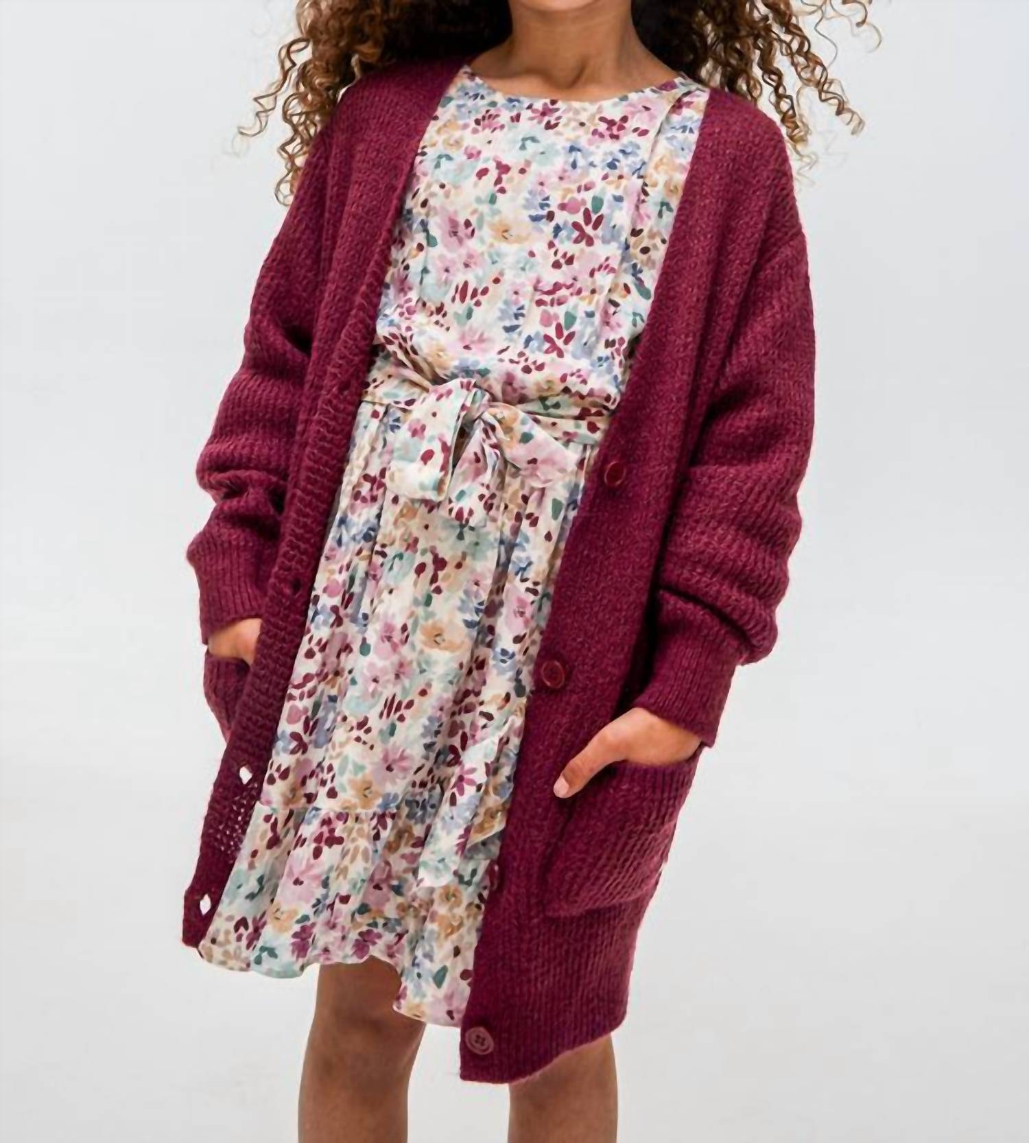 Mayoral - Girls' Metallic Knit Cardigan
