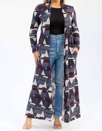 Karen T Design - Long Sleeve Maxi Length Open Front Cardigan