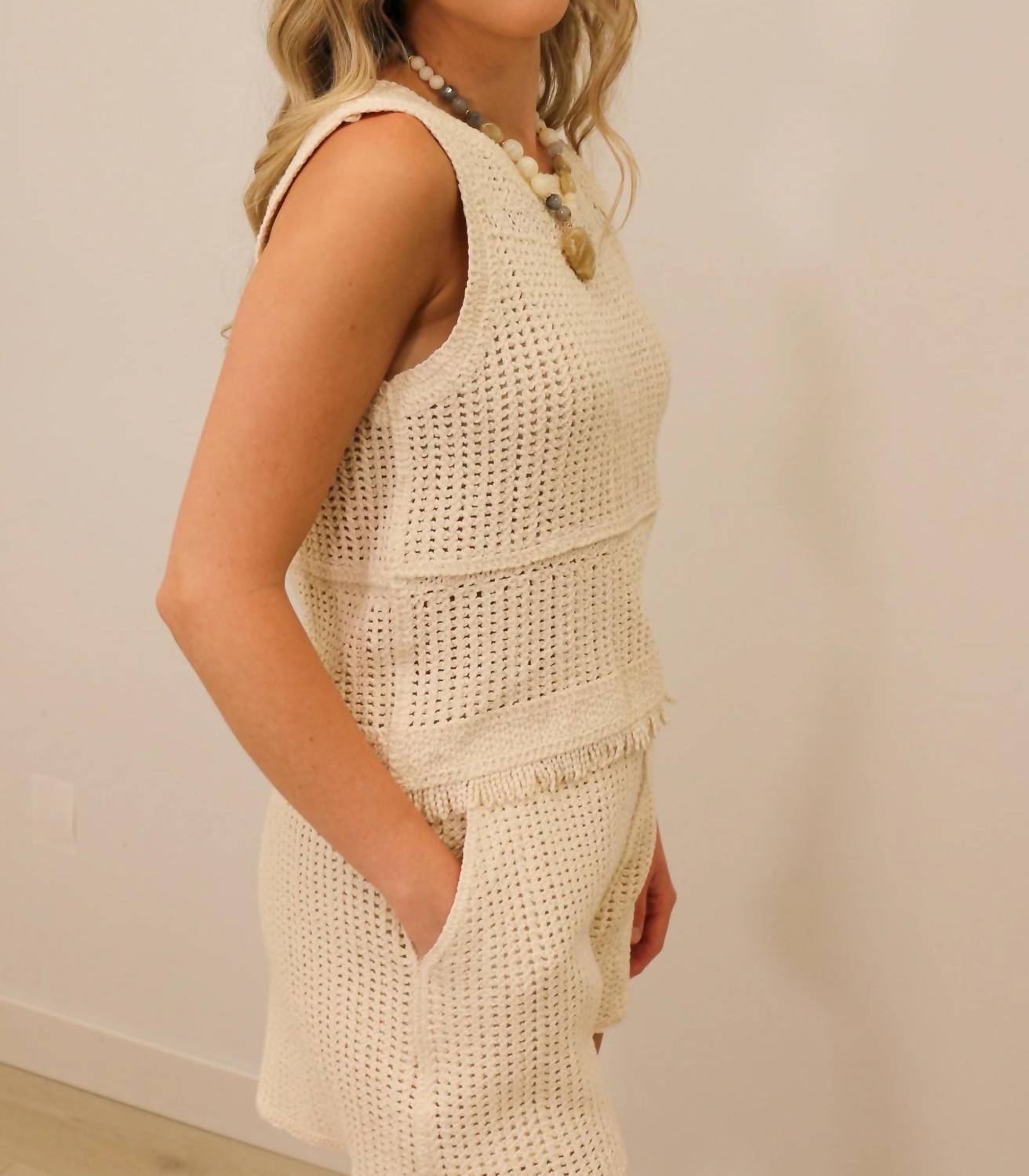 Skies Are Blue - Carmen Crochet Open Knit Tank Top