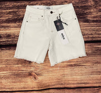 Mica Denim - High Rise Distressed Frayed Hem Shorts